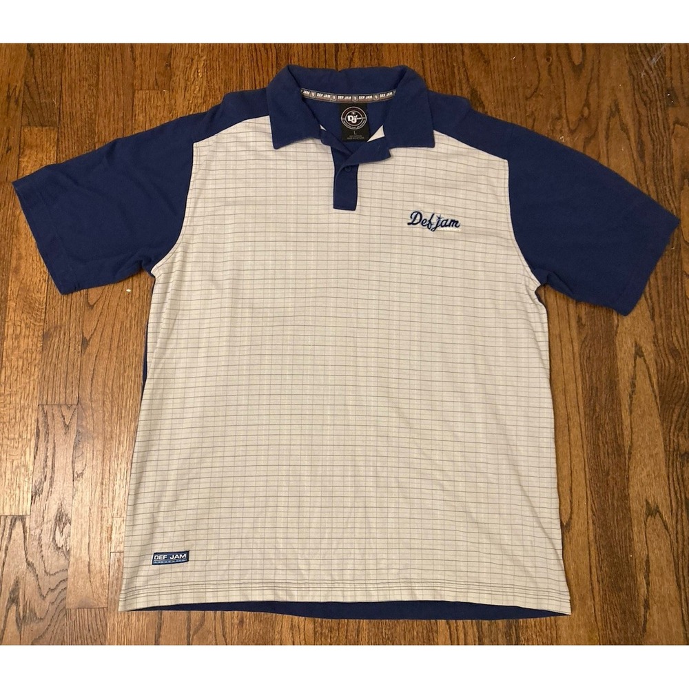 Vintage Def Jam University Polo Shirt Mens Size Large Blue Y2K Hip Hop